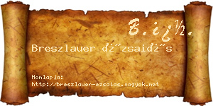 Breszlauer Ézsaiás névjegykártya